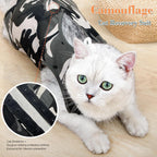 Cat resting comfortably in the Kodervo recovery suit as an alternative to an E-collar.