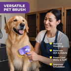 Hertzko pet grooming brush showing retractable bristles mechanism