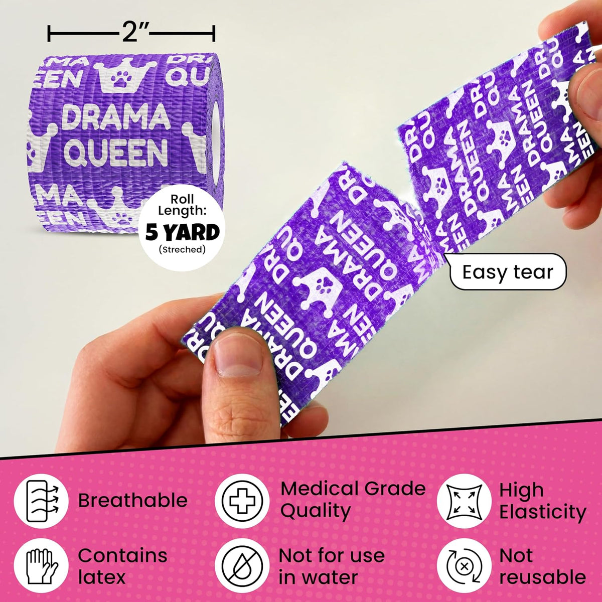 Breathable nonwoven pet bandage fabric protecting a dog leg from licking