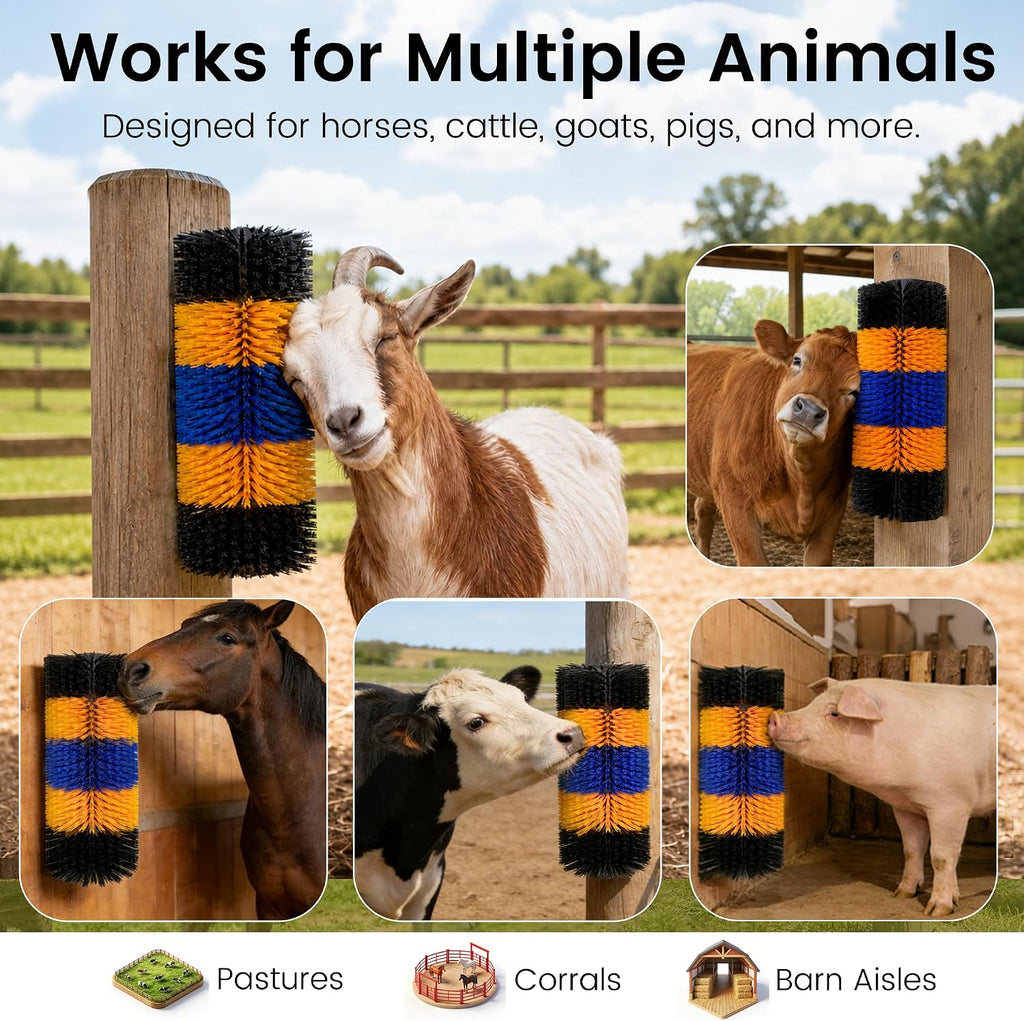 Two pack heavy duty livestock scratcher pads with mounting screws for goat itch relief