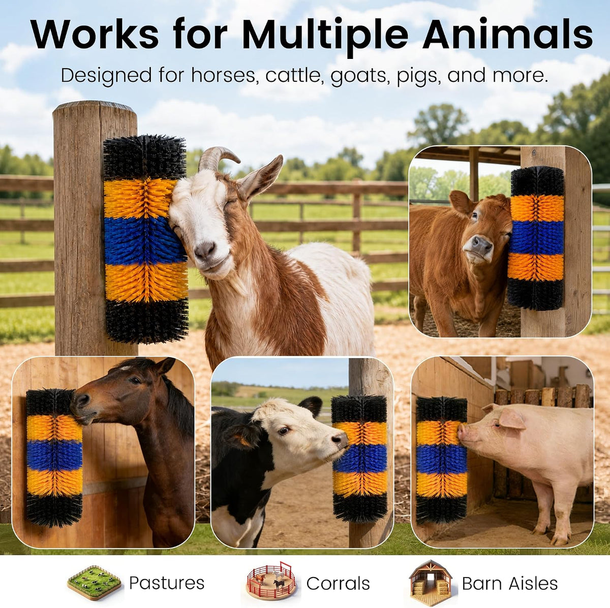 Two pack heavy duty livestock scratcher pads with mounting screws for goat itch relief