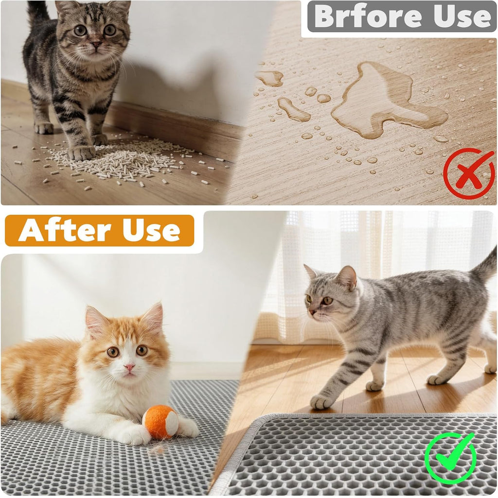 Gray twenty four by fifteen inches waterproof cat litter box mat base