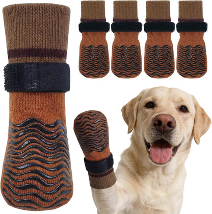 Kuoser Dog Socks for Hardwood Floors Anti Slip, Grippy Socks for Dogs to Prevent Licking Paws, Comfy Booties Dog Anti Scratch Socks Pet Protectors for Jnjured Paw, 4 Pack-S - Image 10