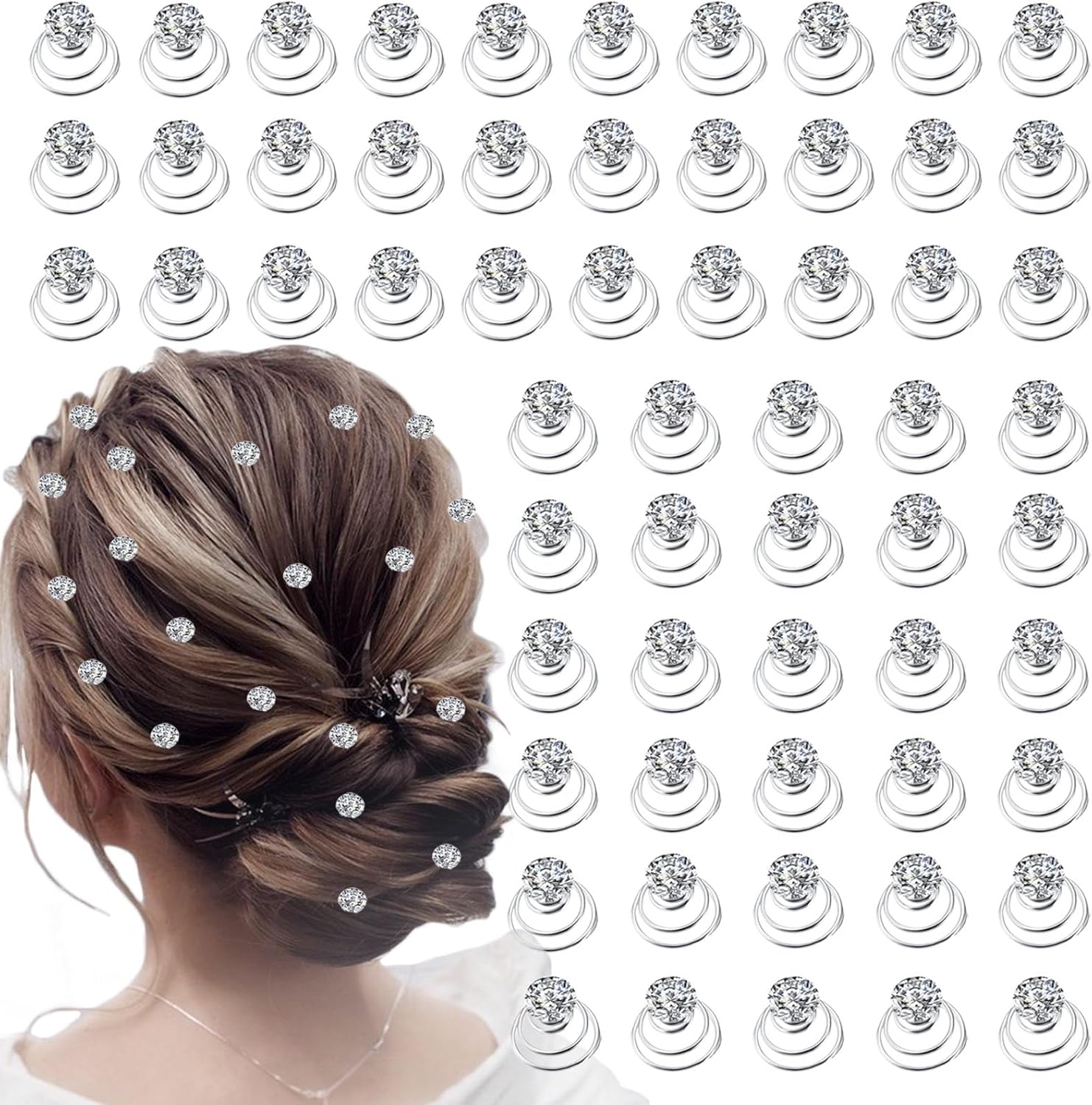 LAPOHI rhinestone twister hair studs set front view showing classic diamond designs