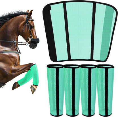 Fly Boots for Horses Set of 4 - Innovative Curved-Edge Design, Anti-Sag Stays, Breathable Mesh Leg Protection, Reduces Stomping & Fatigue, Comfort Fit for Medium to Large Horses - Dark Blue - Image 9