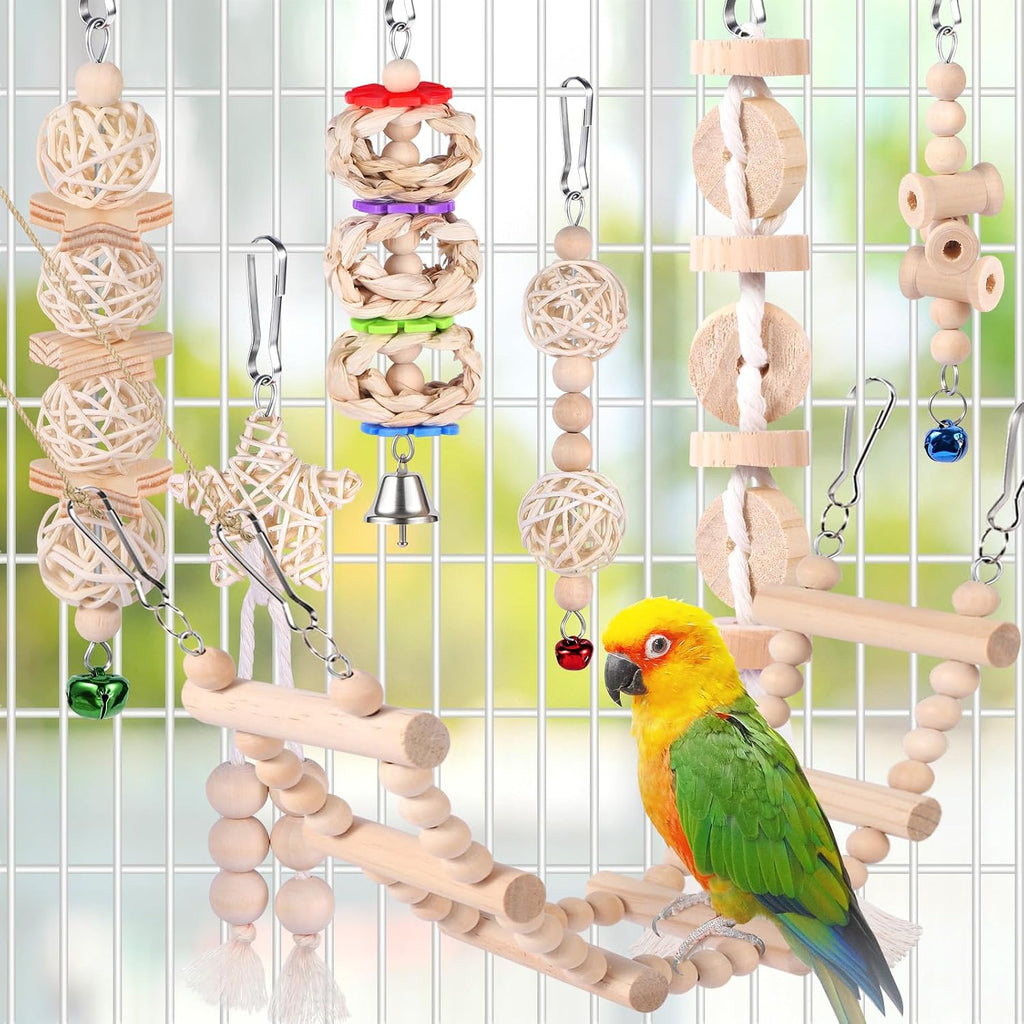 Uyoupet willow ball and corn husk chewing bird toys