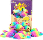 CHIWAVA 36PCS 1.8" Rainbow Color Furry Cat Toy Mice with Rattle Kitten Mouse Interactive Play - Image 10
