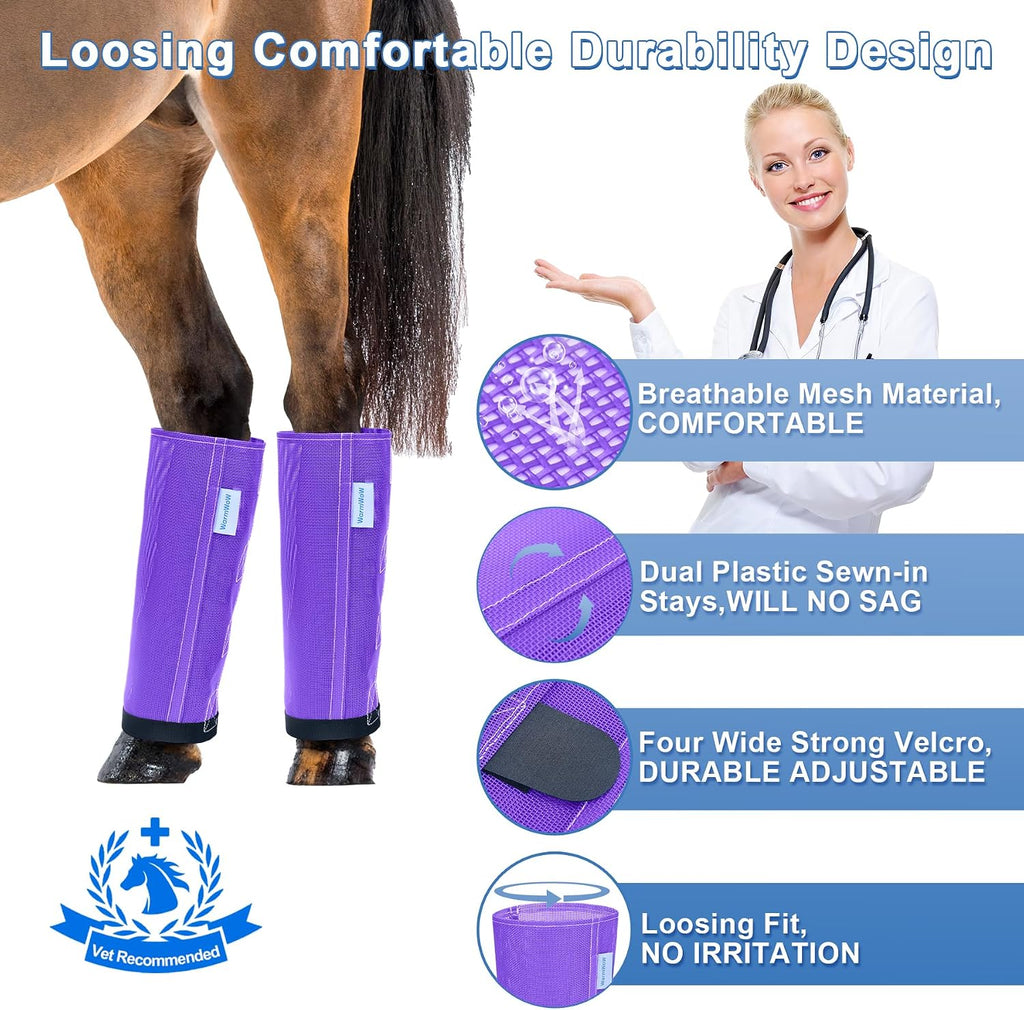 WARMWOW equine leg protection boots close up on hook and loop straps.