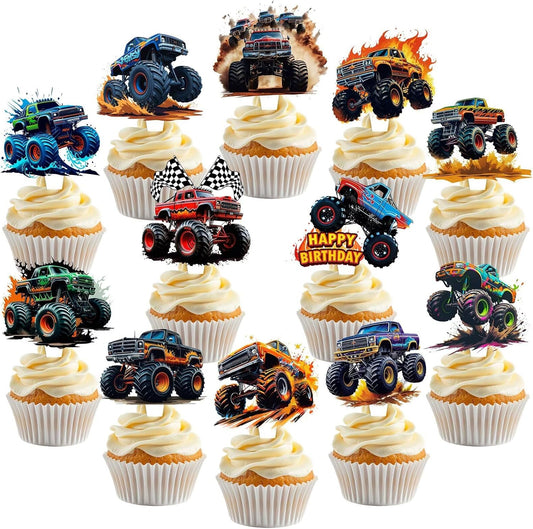 BQF monster truck cupcake toppers front view package