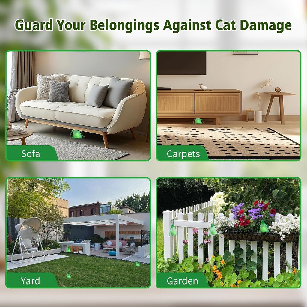 Instructional diagram showing placement of cat deterrent bags