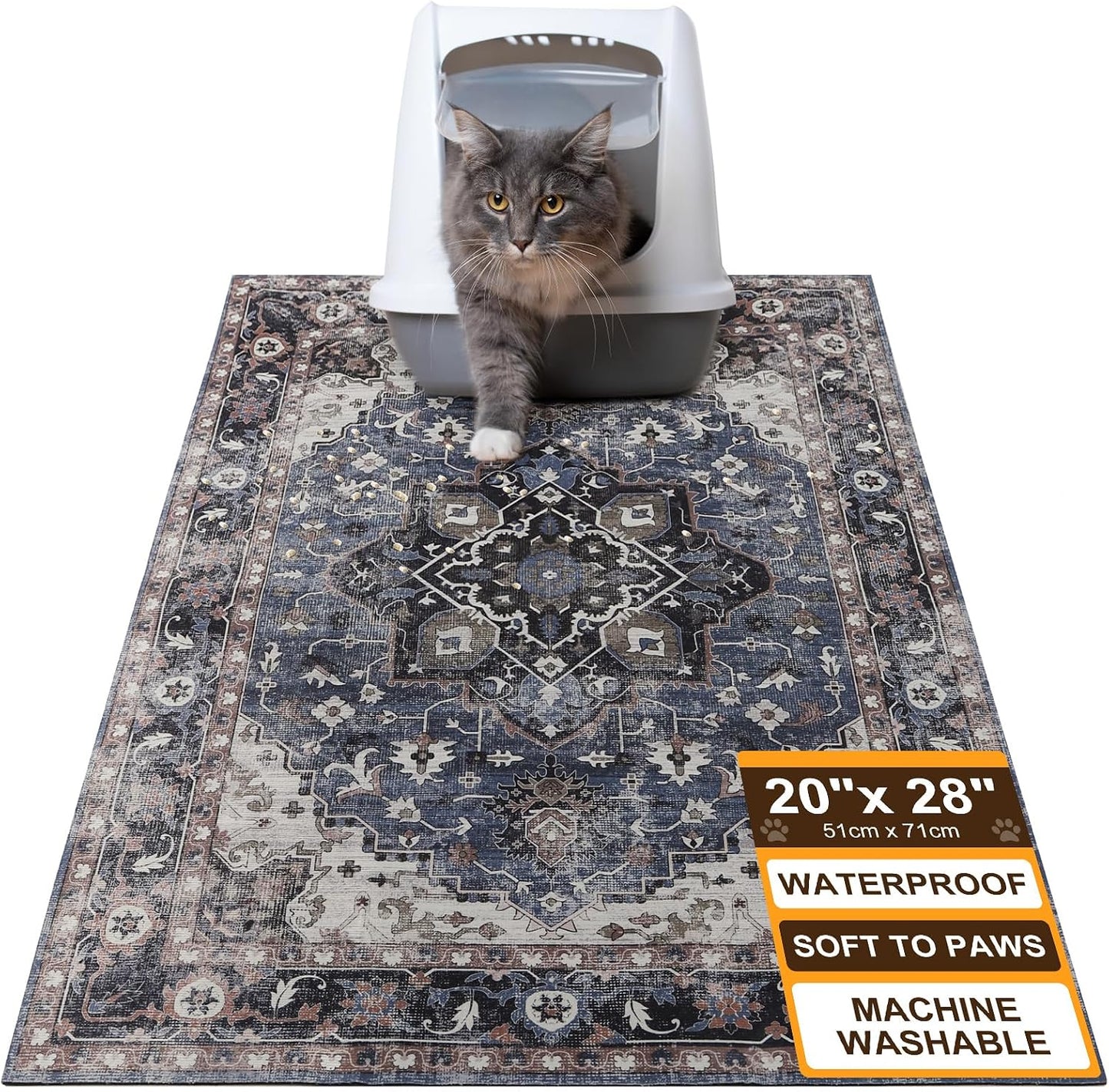 BEAUTYZOO Cat Litter Mat - 28"x 36" Large Litter Trapping Mat, Easy to Clean Litter Box Mat for Scatter Control, Waterproof, Urine-Proof, Non-Slip Kitty Litter Mats for Floor, Grey - Image 10