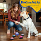 Pawhugs recordable dog buttons pack of eight demonstrating clear voice playback features.