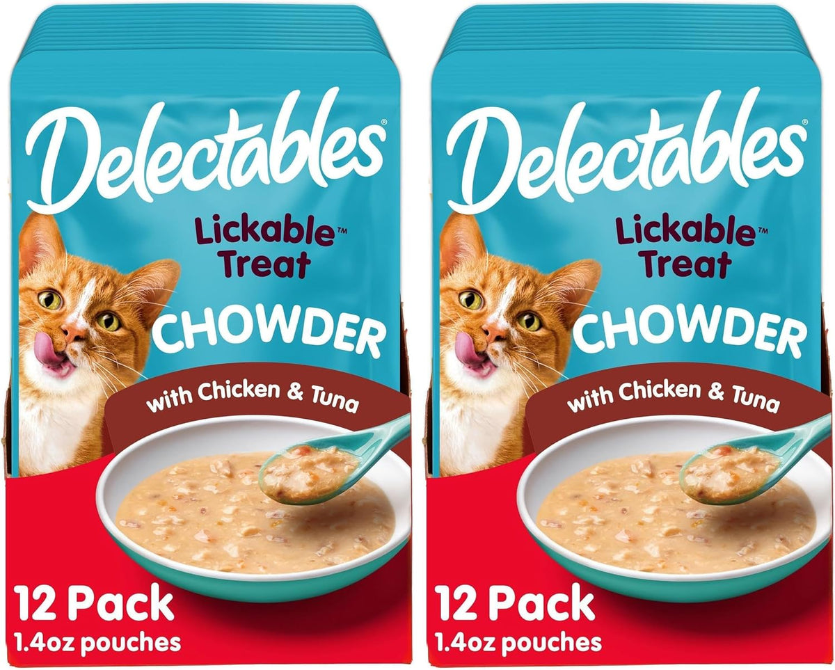 Delectables Lickable Treat Chowder Wet Cat Treat with Real Tuna & Whitefish, Food Topper, Hydrating, Grain-Free, No Fillers, By-Products, Added Preservatives, 1.4oz Pouch, 12ct - Image 11