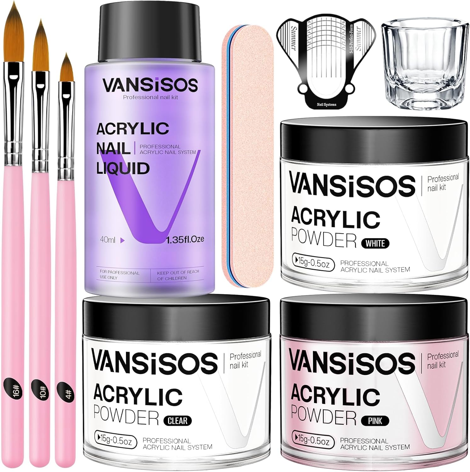 Vansisos acrylic nail kit for beginners front view