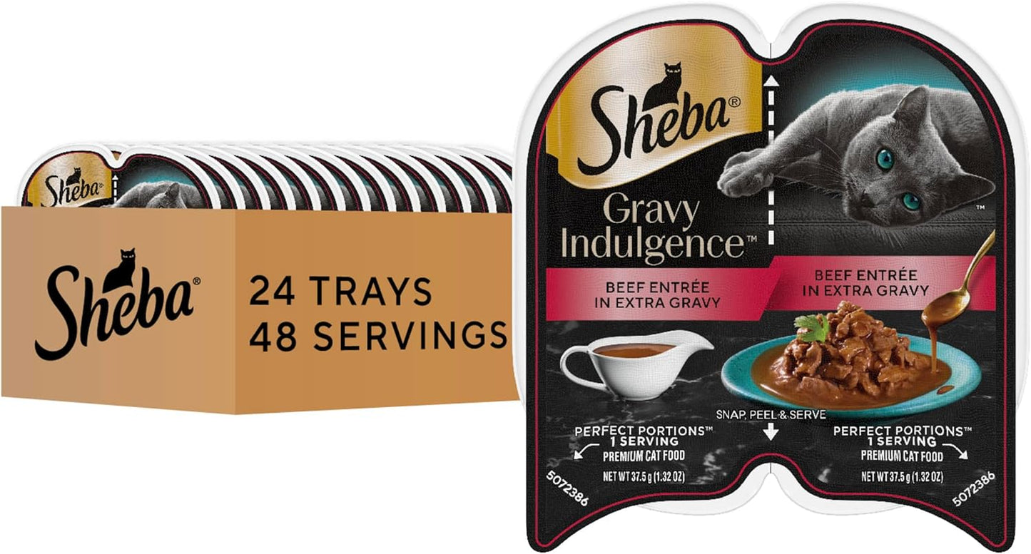 Sheba Gravy Indulgence Adult Wet Cat Food Beef and Chicken Entree in Extra Gravy Variety Pack, 2.6 oz. Twin-Pack Trays (12 Count, 24 Servings) (Pack of 2) - Image 12