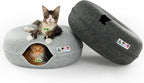 Cattasaurus Peekaboo Cat Cave Donut for Multiple & Large Cats up to 30-45 lbs, 3-in-1 Self Warming Cat Bed, Tunnel & Scratcher for Indoor Cats, Washable & Detachable Small Dog Bed (Light Gray, Large) - Image 15