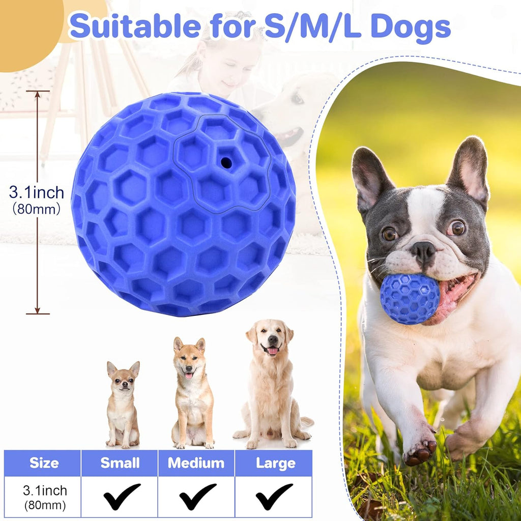 Textured honeycomb pattern close up on the DISSKNIC natural rubber dog ball for dental cleaning.