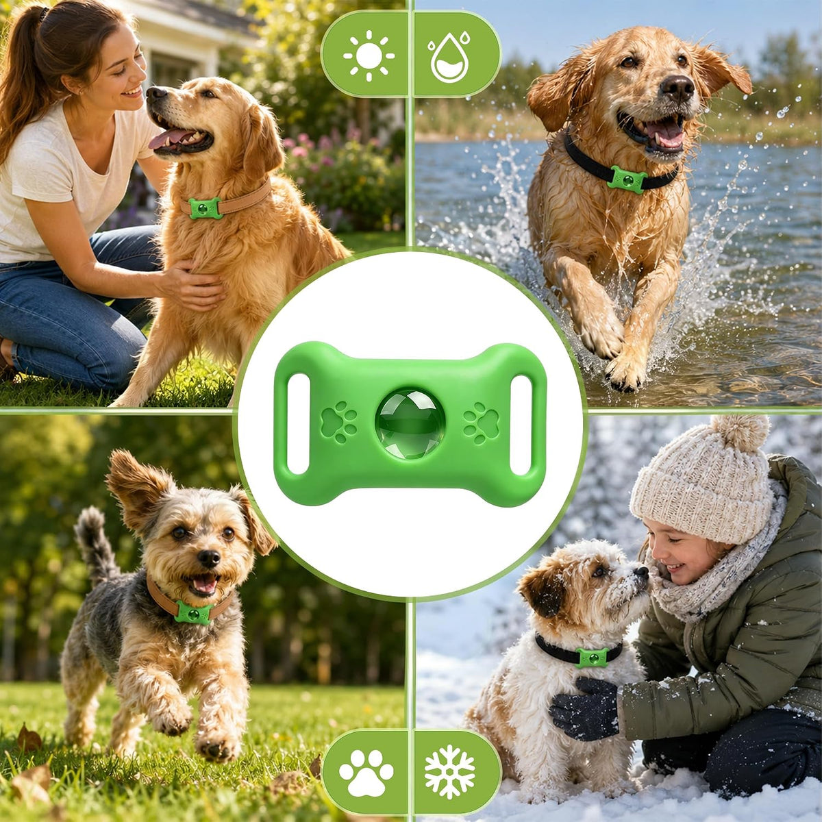 Natural flea and tick prevention pendant alternative showing the secure clip mechanism for small and large dogs.
