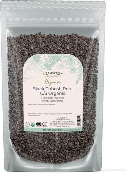 Starwest Botanicals Organic Black Cohosh Root 4 ounce pouch front view