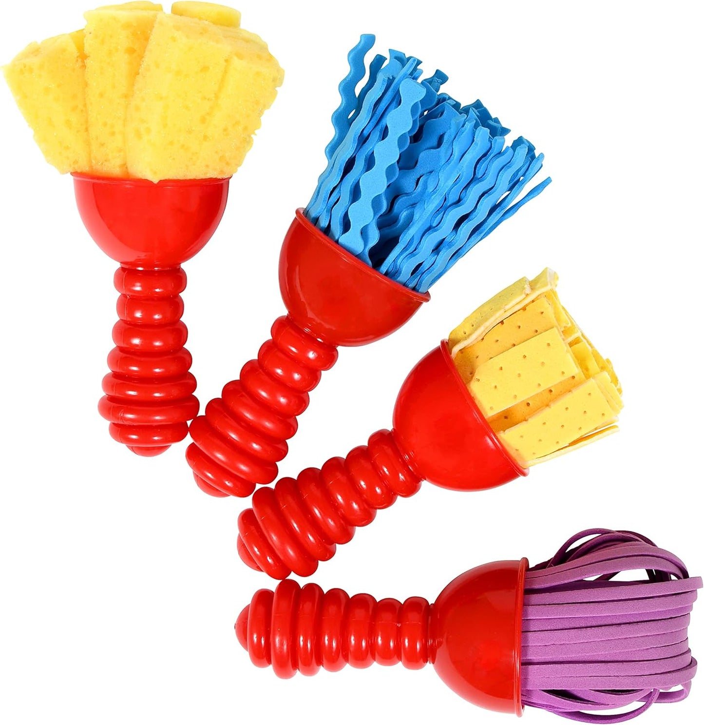 READY 2 LEARN Textured Art Tools Set 2 front view showing four multicolor jumbo paint brushes for kids sensory art.