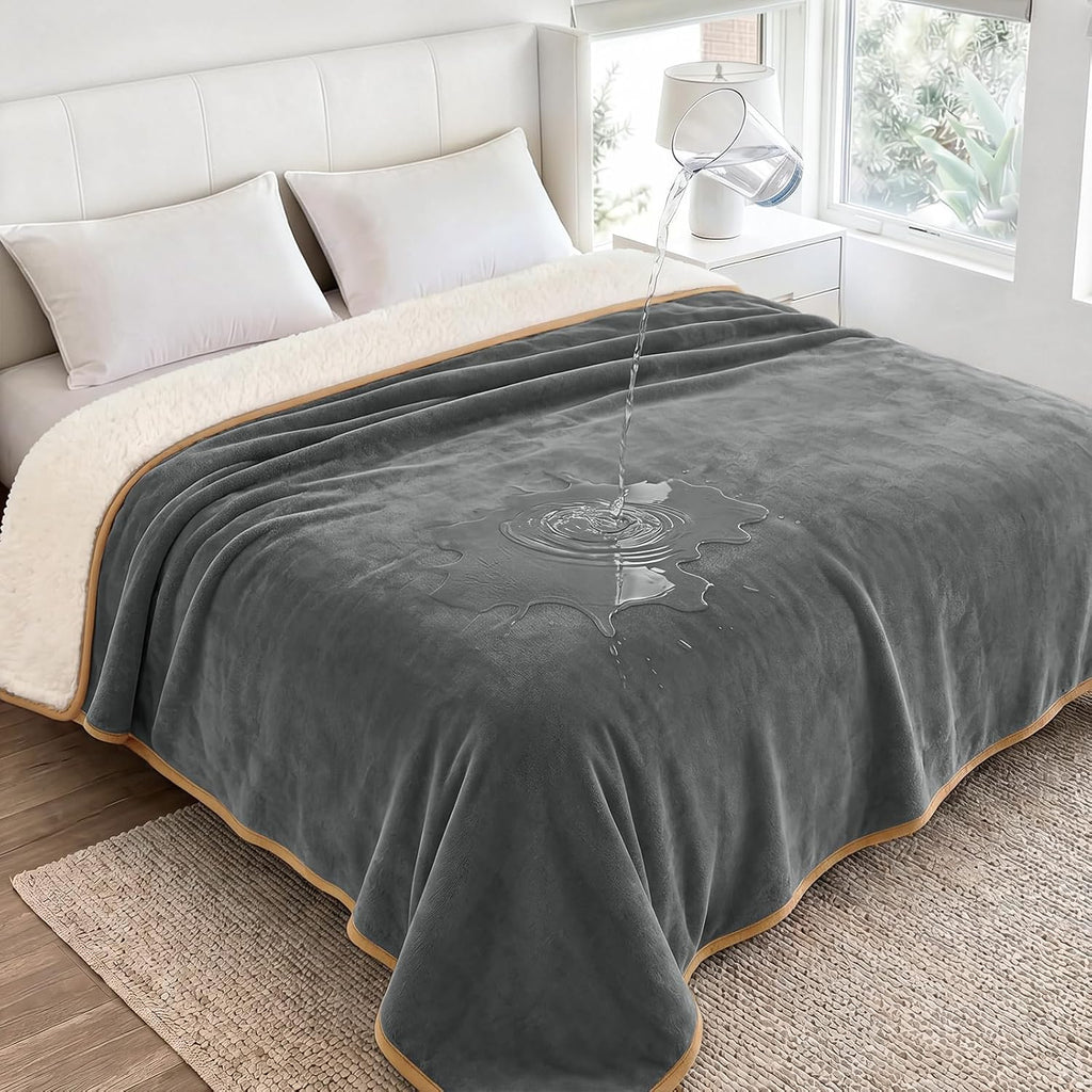 Luciphia Waterproof Blanket for Dog Washable Reversible Sherpa Fleece Throw Blanket for Bed Couch Soft Liquid Pee Proof Furniture Cover Protector for Small Medium Large Pet Cat Grey 35" x 25" - Image 13