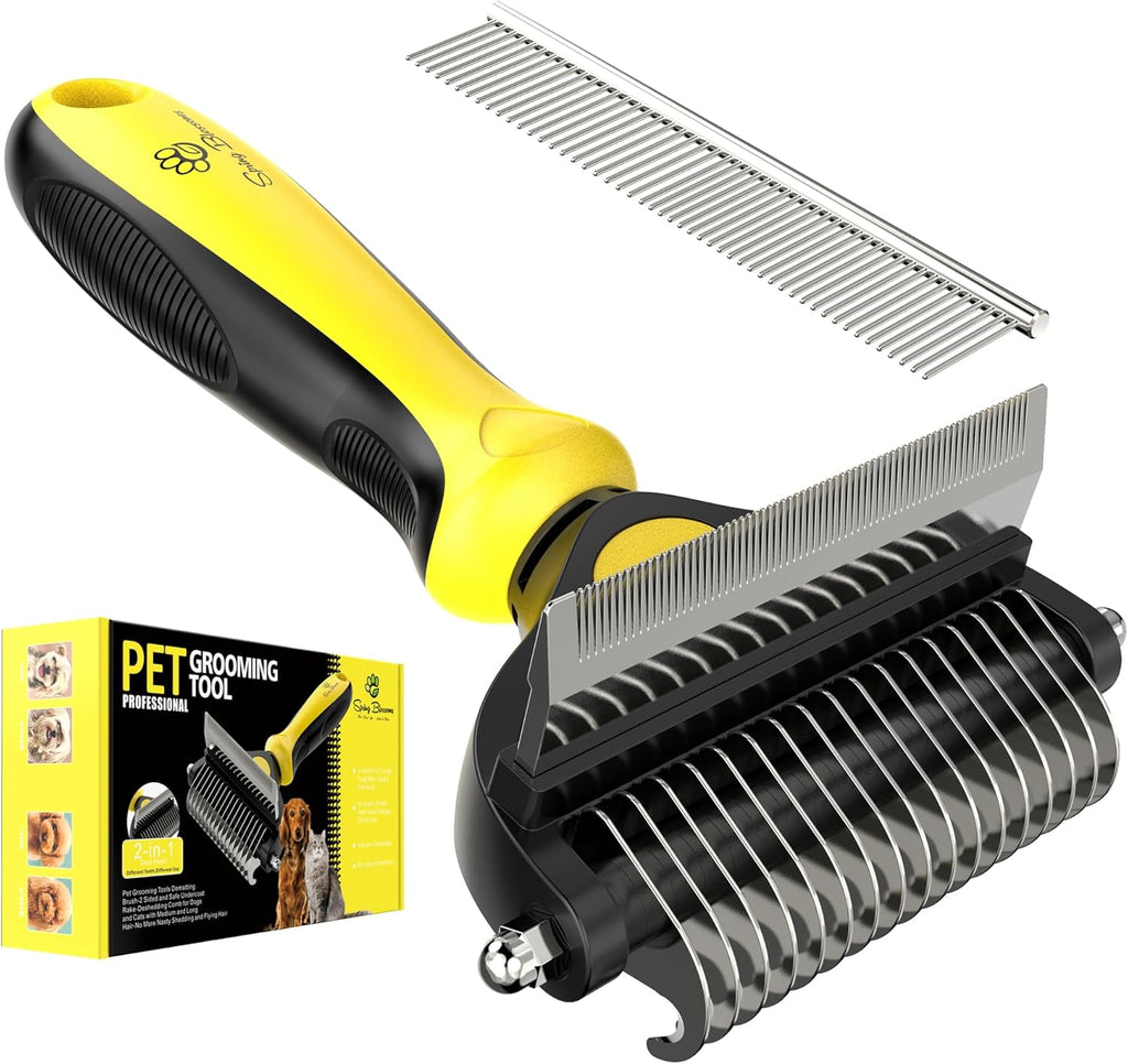 Spring Blossoms-2 in 1 Professional Grooming Rake for Cats & Dogs-Dematting Comb for Easy Mats & Tangles Removing,Pet Brush Safe No More Nasty Shedding and Flying Hair (Orange) - Image 10