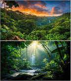 2 Packs Tropical Rainforest Aquarium Background Lush Green Rainy Leaf Fish Tank Background Natural Green Jungle Forest Foliage Landscape Reptile Tank Enclosure Backgrounds Wallpaper 36x18in - Image 12