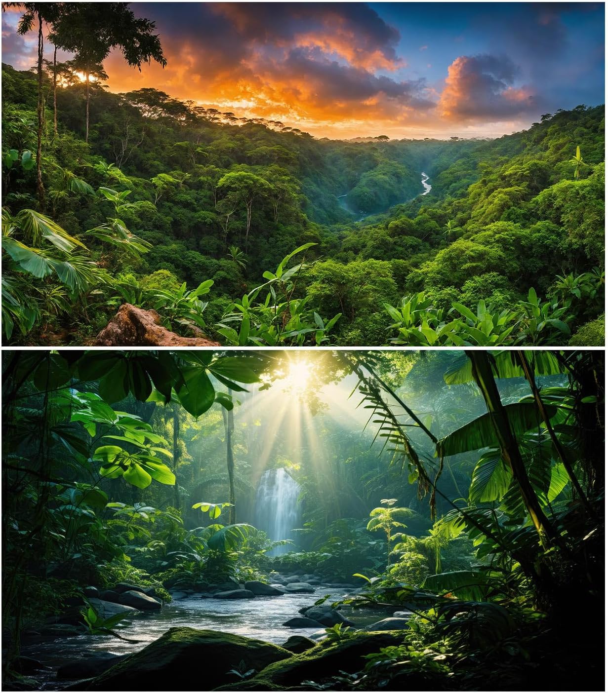 2 Packs Tropical Rainforest Aquarium Background Lush Green Rainy Leaf Fish Tank Background Natural Green Jungle Forest Foliage Landscape Reptile Tank Enclosure Backgrounds Wallpaper 36x18in - Image 12