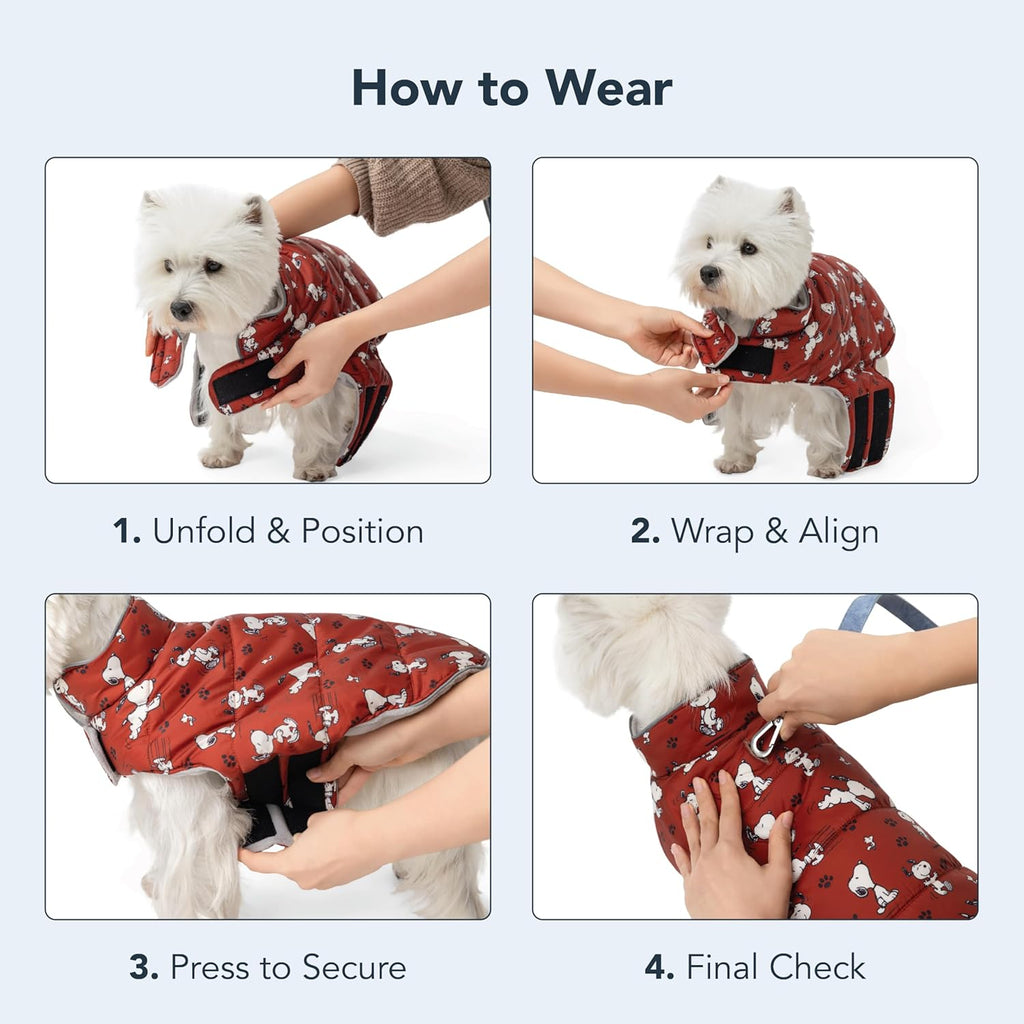 Berkshire Blanket Happy Day Snoopy Walk vest displayed flat to show the cartoon pattern