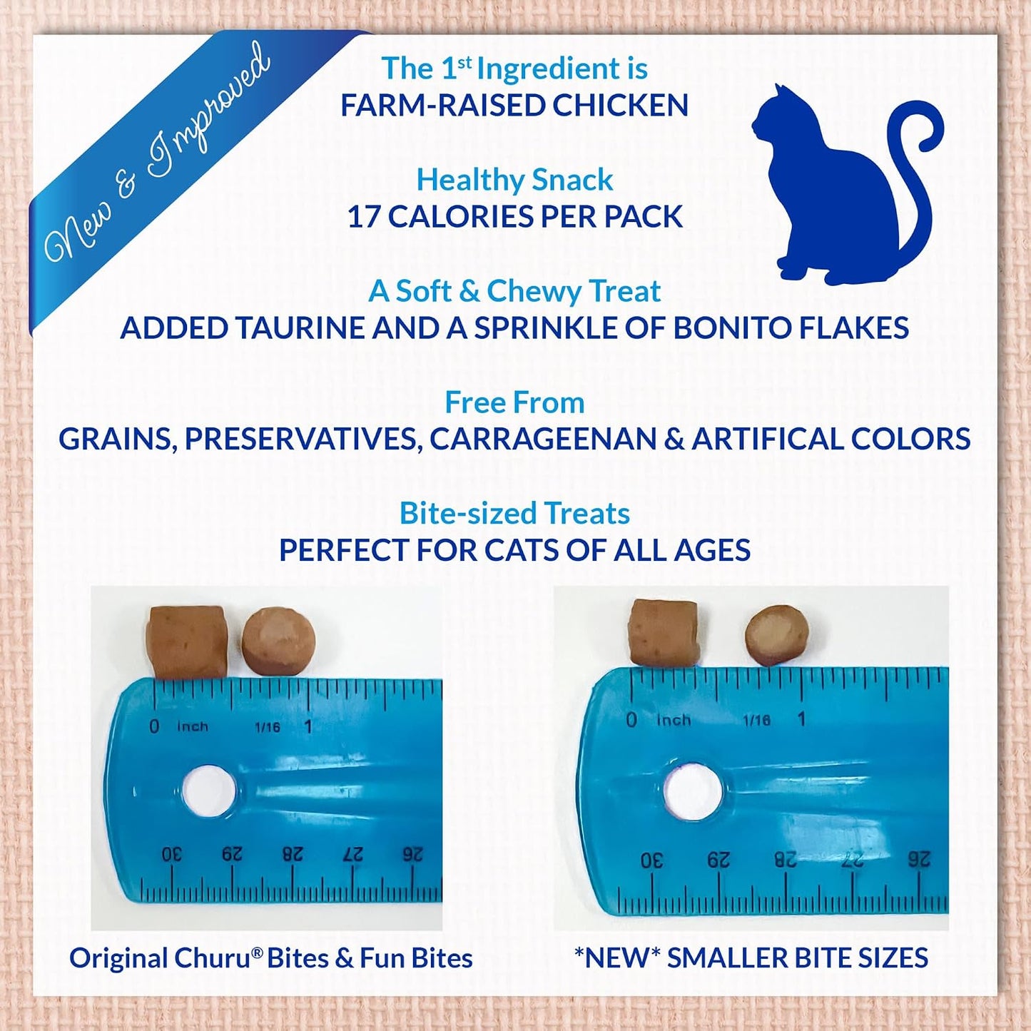 Nutritional information on Inaba Churu Fun Bites cat treat packaging