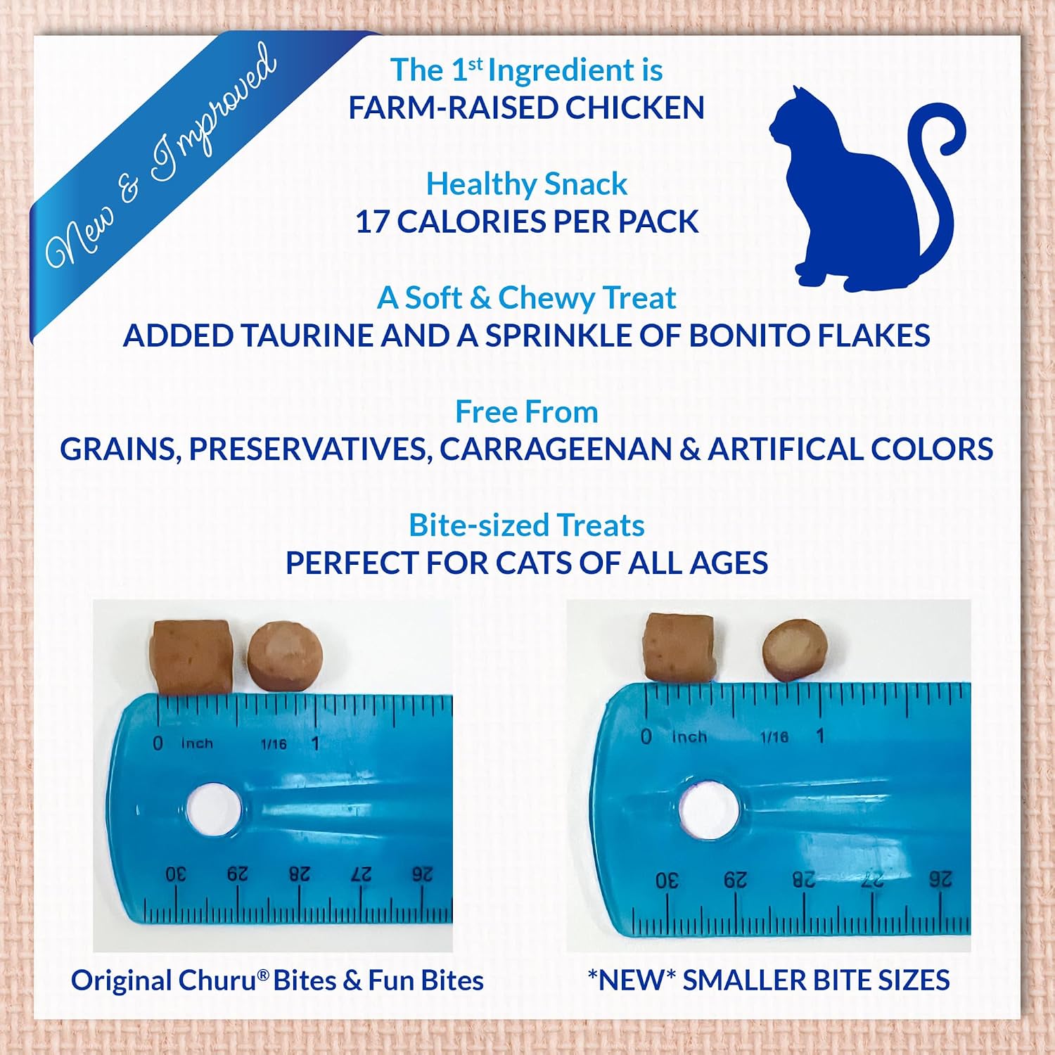 Nutritional information on Inaba Churu Fun Bites cat treat packaging