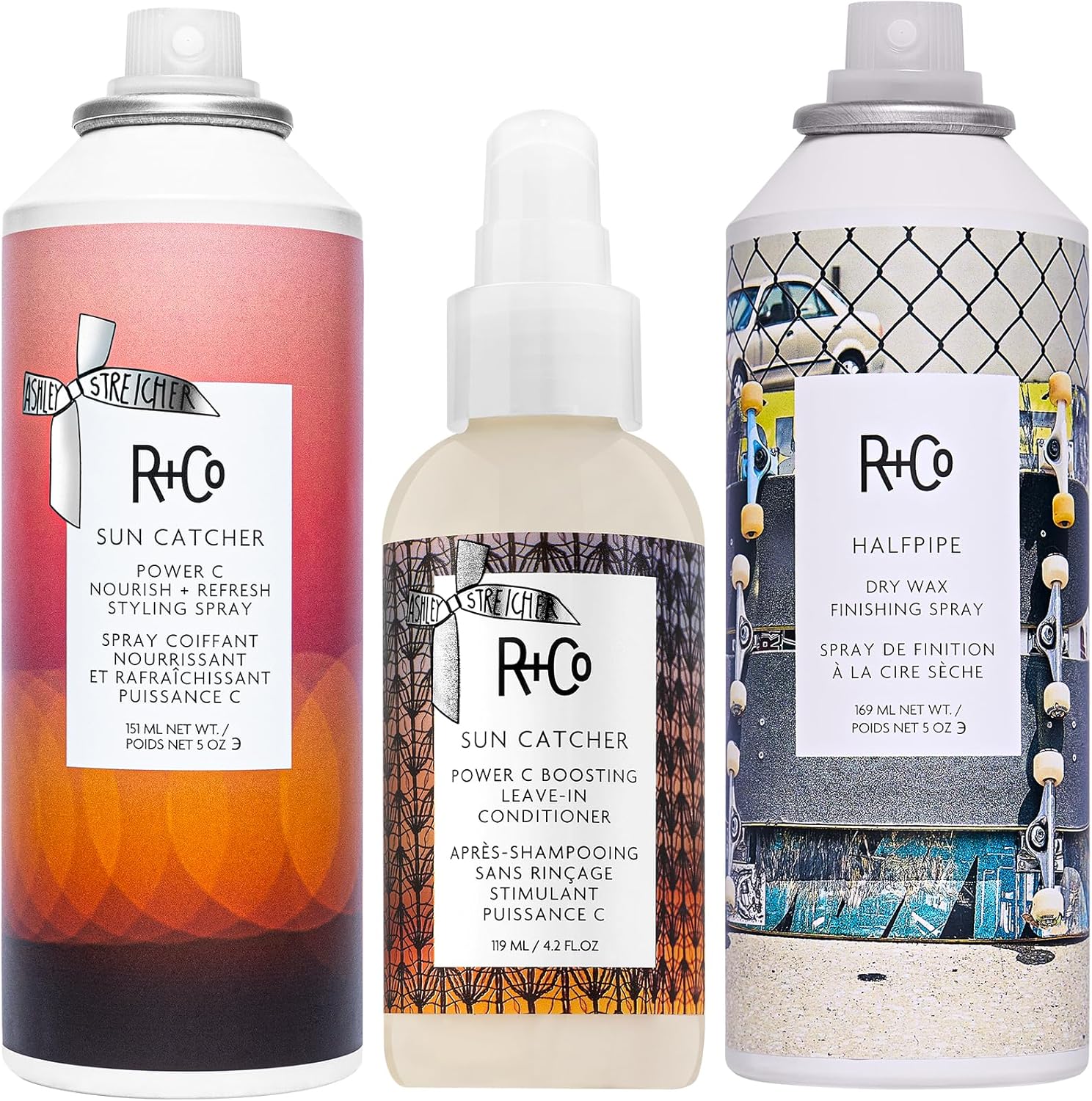 R+Co Sun Catcher Power C Boosting Leave-In Conditioner front view bottle