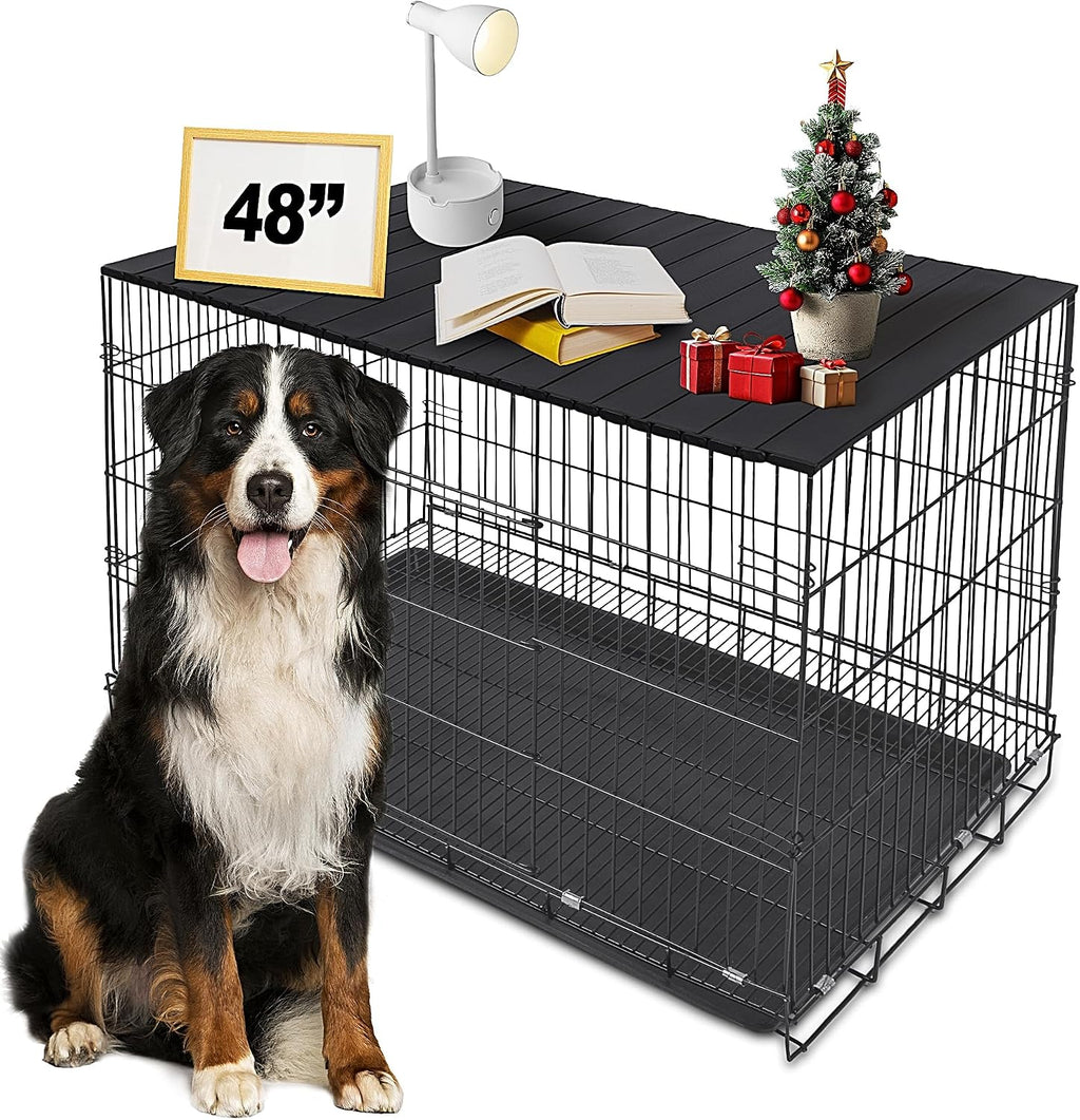 Dog Crate Topper Metal with Magnets for 36 Inch Crate - Aluminum Foldable Dog Kennel Topper Decorative Storage Pet Crate Table Walnut (Only Topper) - Image 11