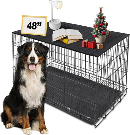 Dog Crate Topper Metal with Magnets for 36 Inch Crate - Aluminum Foldable Dog Kennel Topper Decorative Storage Pet Crate Table Walnut (Only Topper) - Image 11