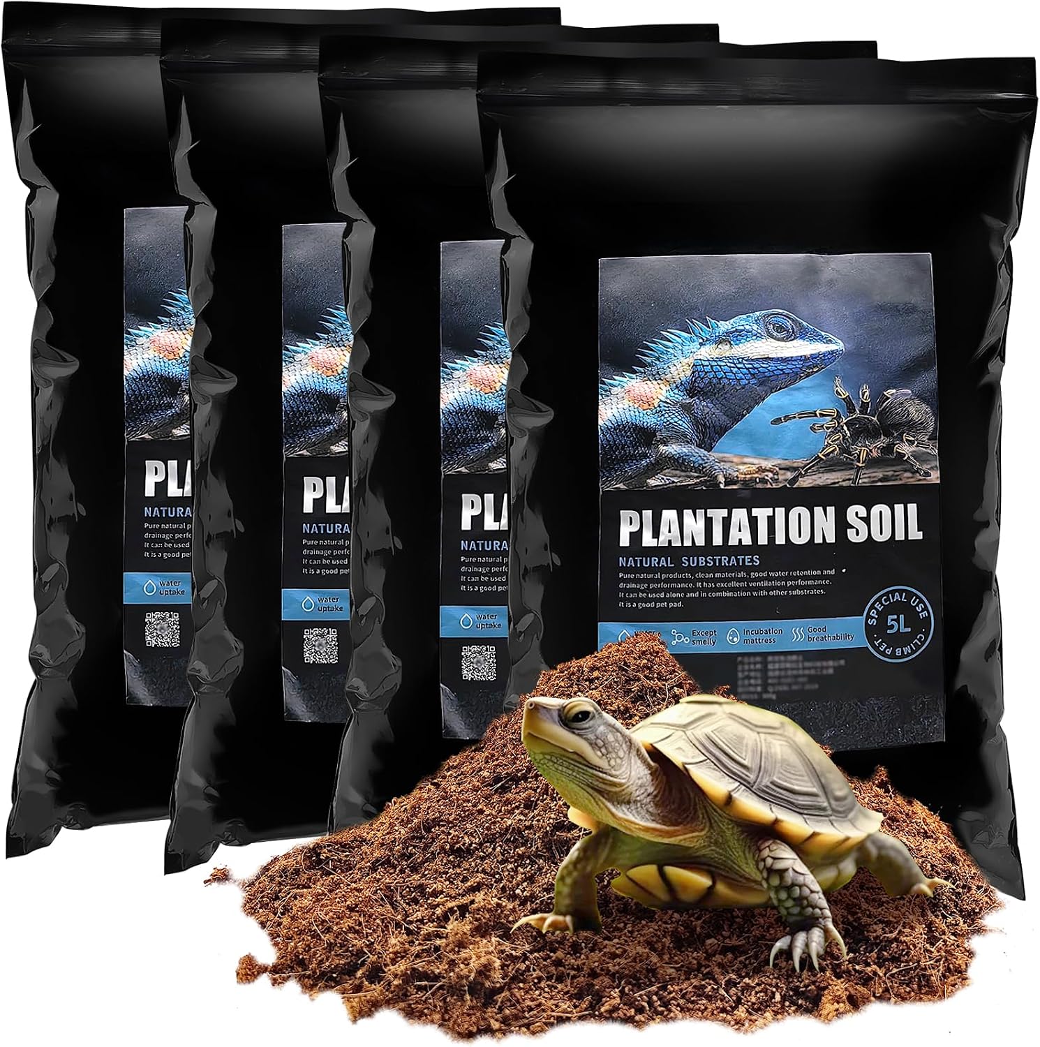 VCEPJH 2 Pcs Reptile Substrate Burrowing Tortoise Bedding for Habitat Bearded Dragon Enclosure Topsoil Terrarium Substrate for Snake Tarantula Gecko Lizard Spidey Frog Hermit Crab (5 L) - Image 9