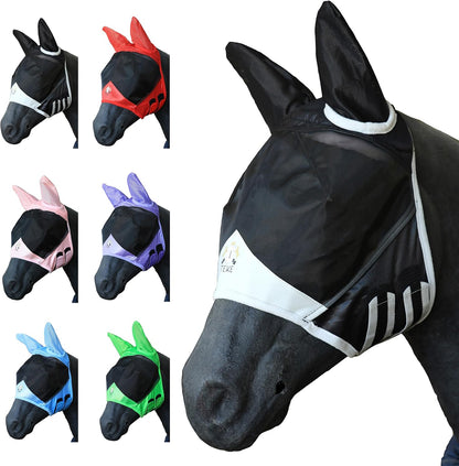 T TEKE Fine Mesh Horse Fly Mask w/Ears, UV Blocking 3D Eye Visor with Extra Fleece Cushioned Forehead, Protection from Insect Pests - Image 11