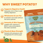 Authentic USA imported sweet potato dog bones in packaging