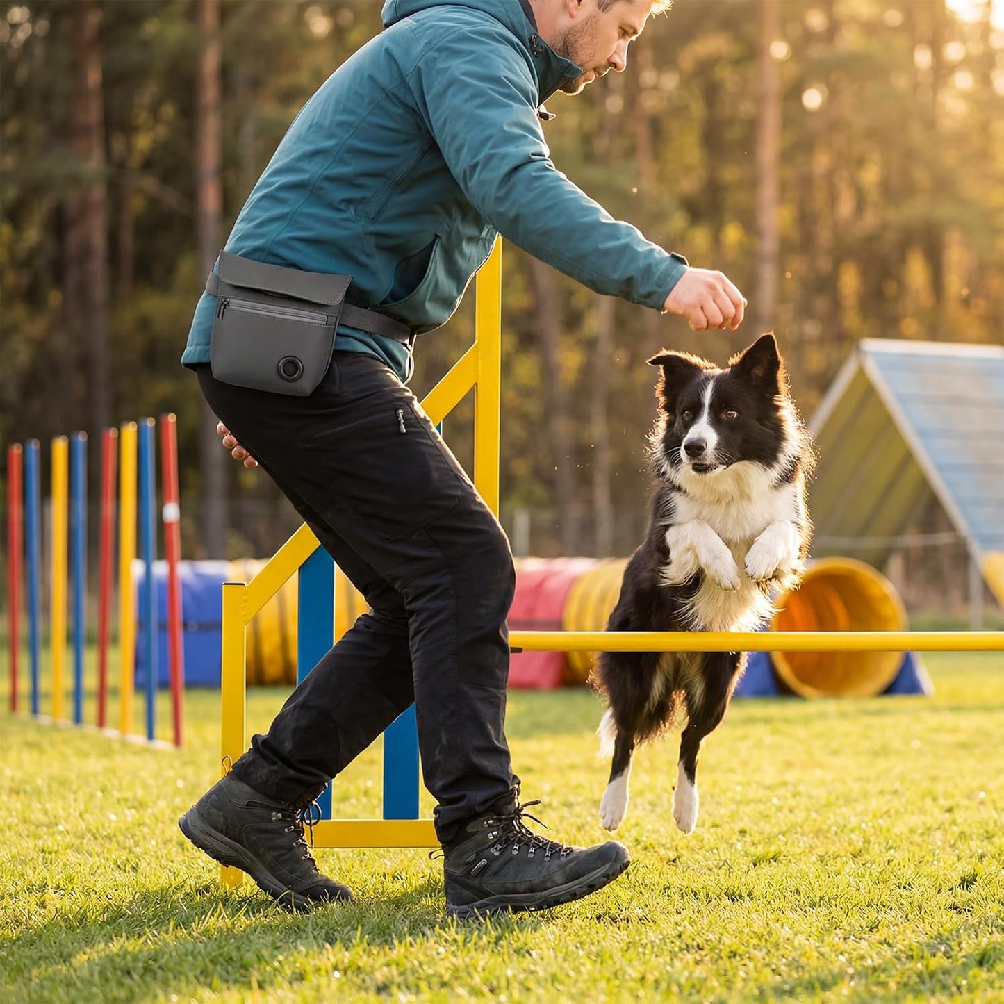 Dark grey Shmidgoo pet snack bag showing storage capacity