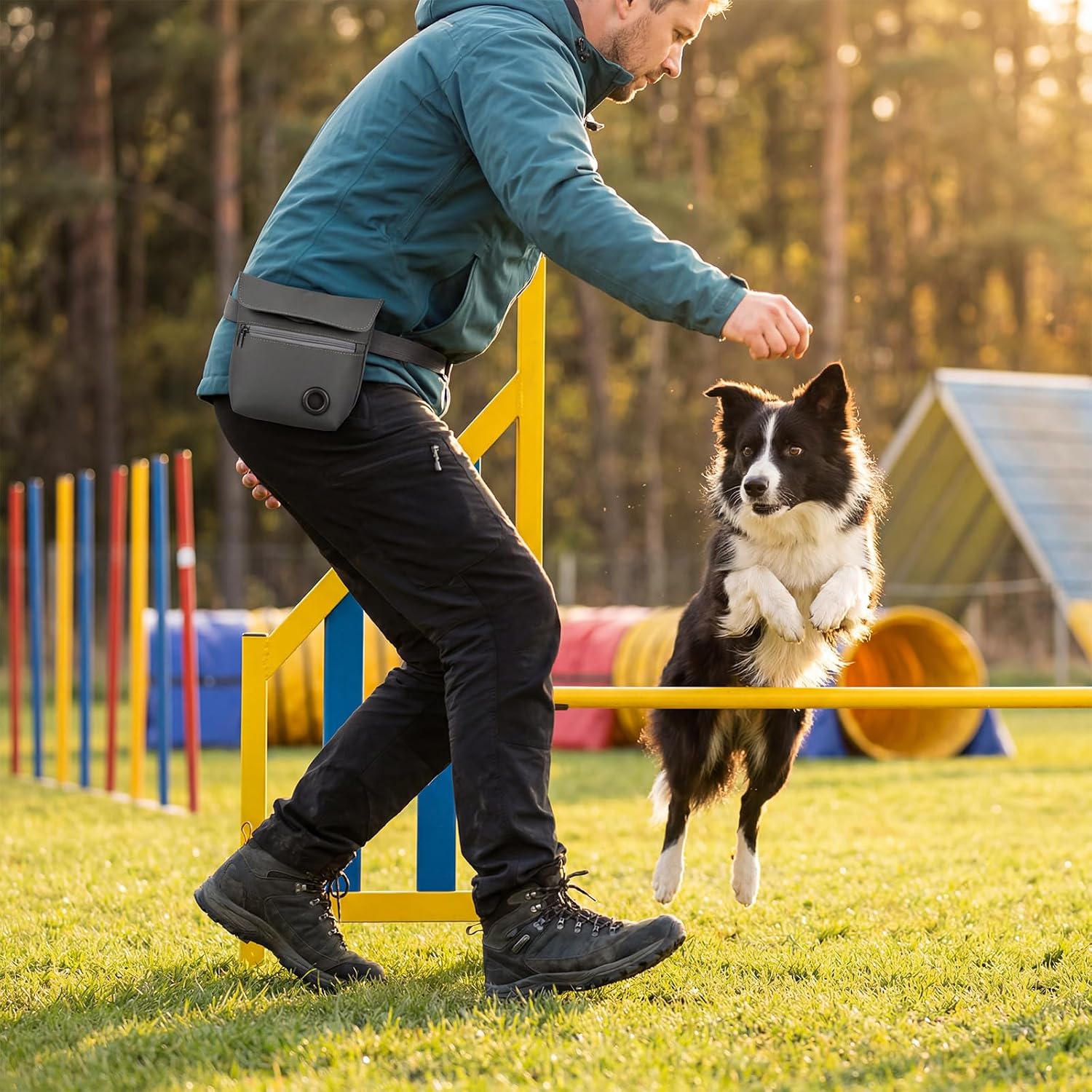 Dark grey Shmidgoo pet snack bag showing storage capacity