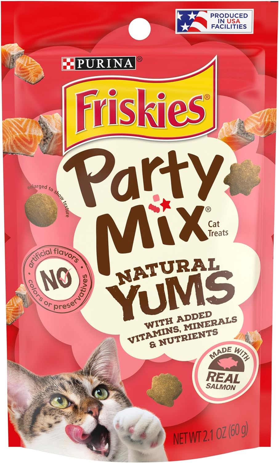 Purina Friskies Natural Cat Treats Party Mix Natural Yums With Real Salmon and Added Vitamins, Minerals and Nutrients - 20 Oz. Canister - Image 10