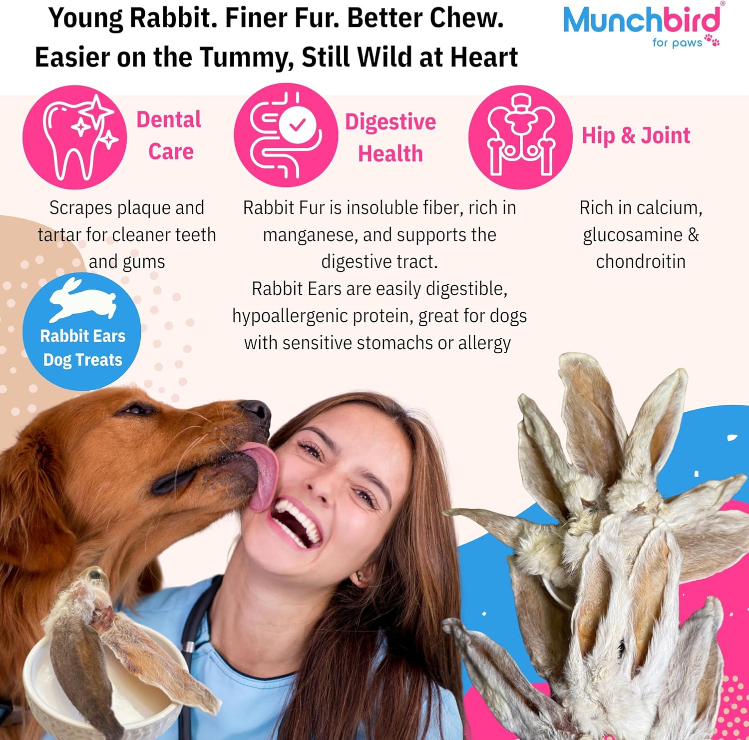 Munchbird rabbit ears treat texture and size variation