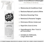Close up of The Stuff non-toxic dog conditioning formula label