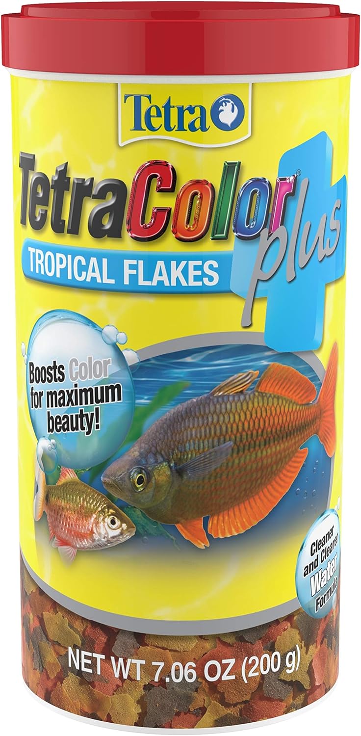 Tetra ColorPlus Tropical Fish Food Flakes 7.06 Ounce container front view