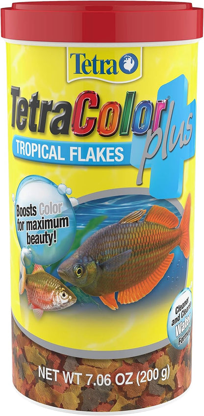 Tetra ColorPlus Tropical Fish Food Flakes 7.06 Ounce container front view