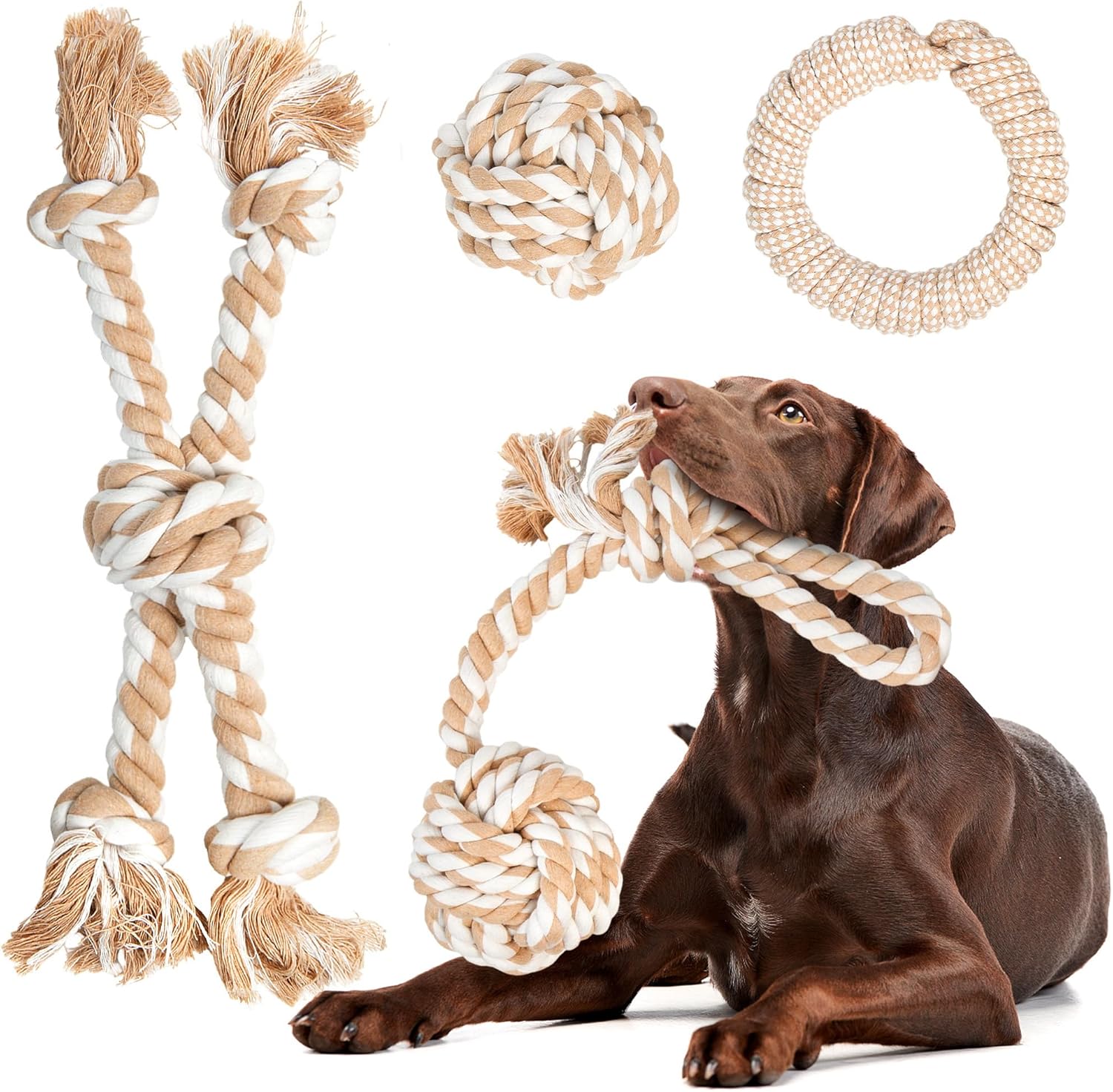 Fida Dog Rope Toys for Large/Medium Aggressive Chewers, Tough Cotton Chew Toy, 3 Feet 5 Knots Indestructible, Tug of War Dog Pull Rope Teeth Cleaning - Image 9