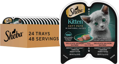 Sheba Perfect Portions Kitten Wet Cat Food Pate Chicken Entree, Salmon Entree, and Turkey Entree, 2.6 oz. Twin-Pack Trays (24 Count, 48 Servings) - Image 11