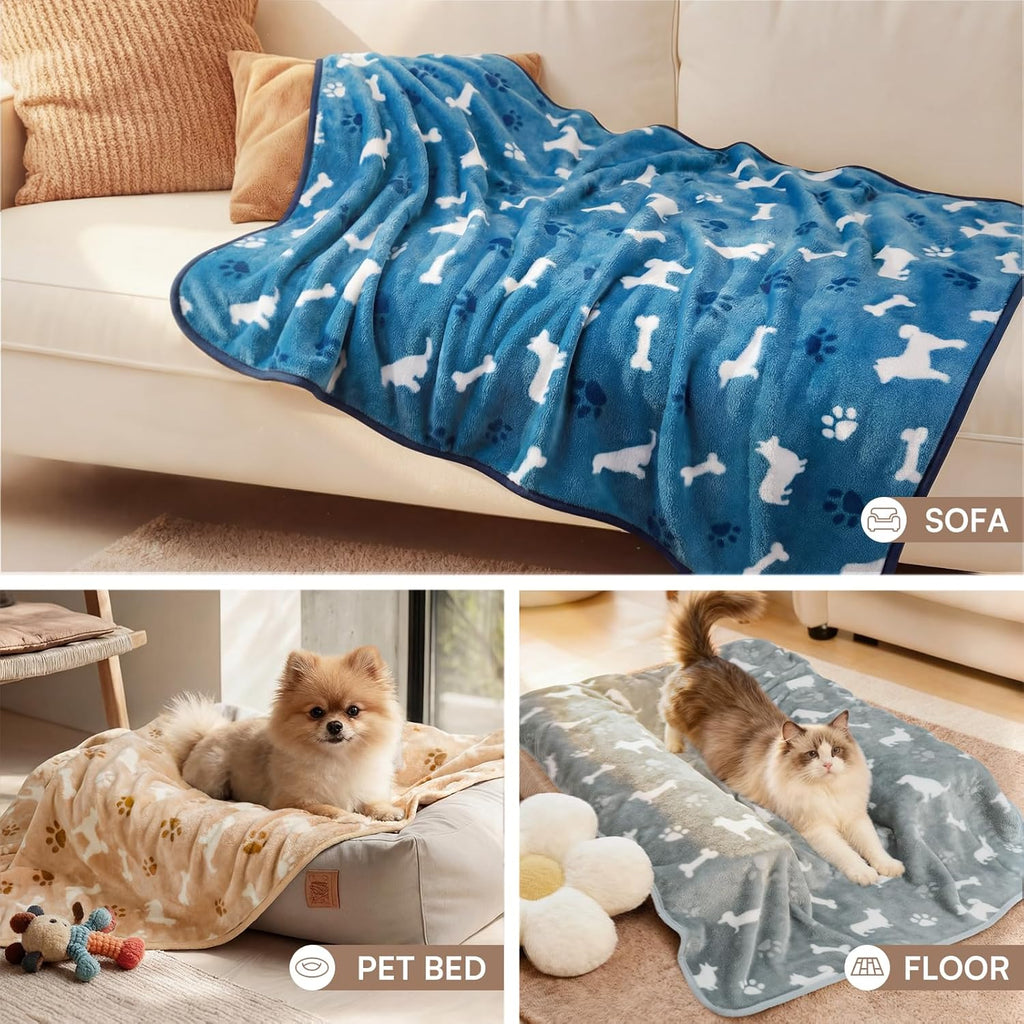 Luciphia double sided coral velvet pet throws showing the durable stitched edges after machine washing