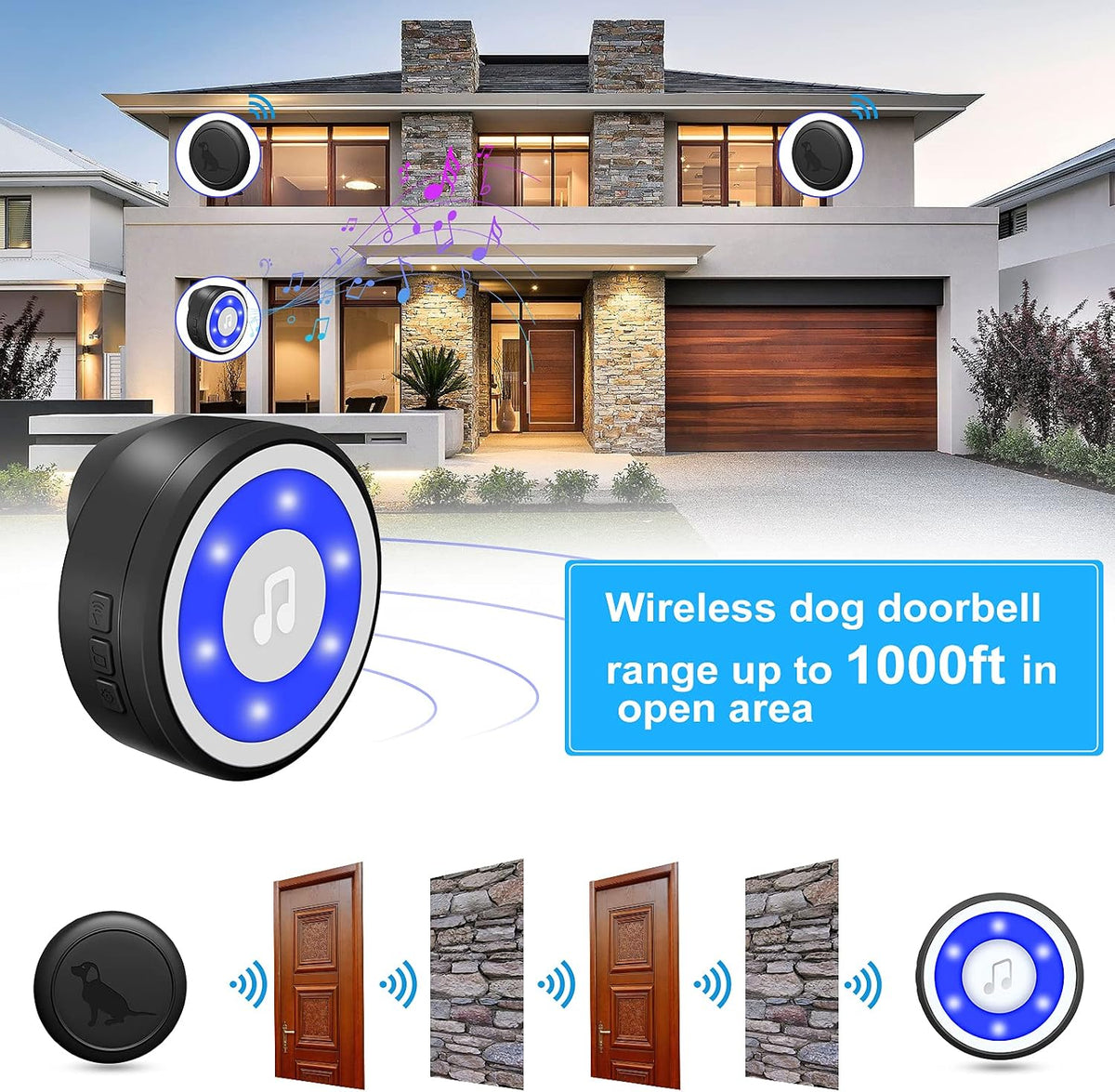 Dog training with Mypin wireless doorbell by the door