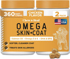 Omega 3 Fish Oil for Dogs - 180 Soft Chews for Itch Relief, Shedding & Hot Spots - Skin and Coat Supplement - Salmon Oil, EPA & DHA - Allergy Chews - Made in USA - Chew + Heal - Image 15