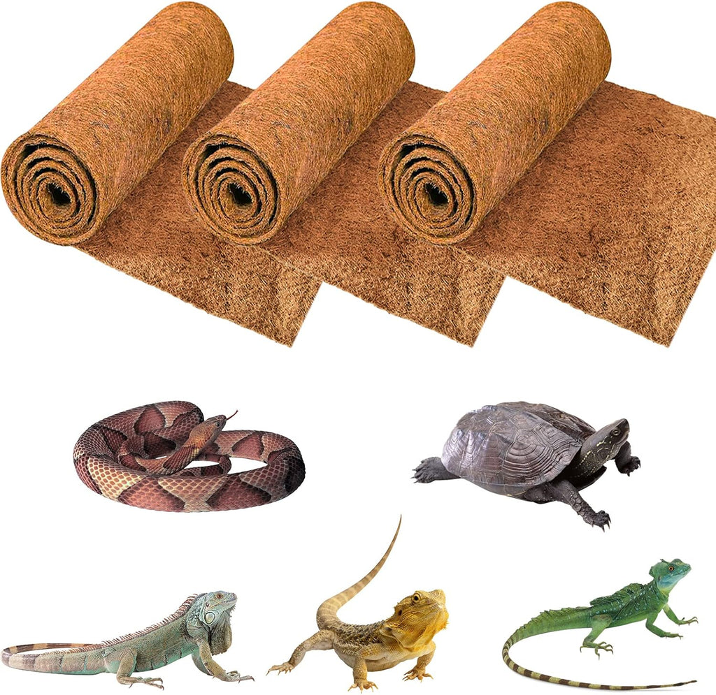 ZeeDix 10 Pcs Reptile Carpet, 12X12 inch Natural Coconut Fiber Liner Mat Flooring Accessories for Reptile Tank - Bearded Dragon Tortoise Lizard Turtle Snake Leopard Gecko Substrate Bedding - Image 10
